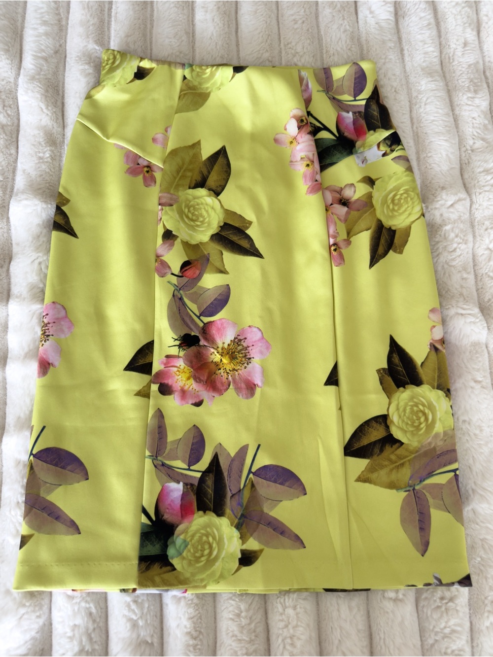 Floral Print Yellow Pencil Skirt